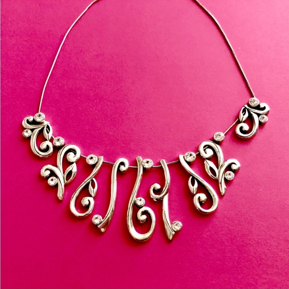 BRIGHTON COLLAR SILVER NECKLACE W/ A UNIQUE WOVEN LINK DESIGN. - Picture 5 of 8